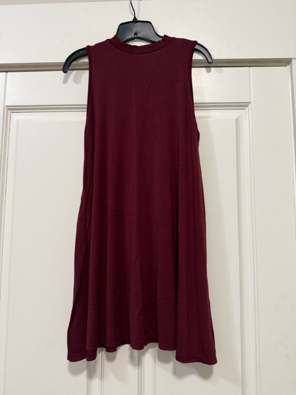 VIBE Sportswear Sleeveless Mock Neck Wine Red Dress
